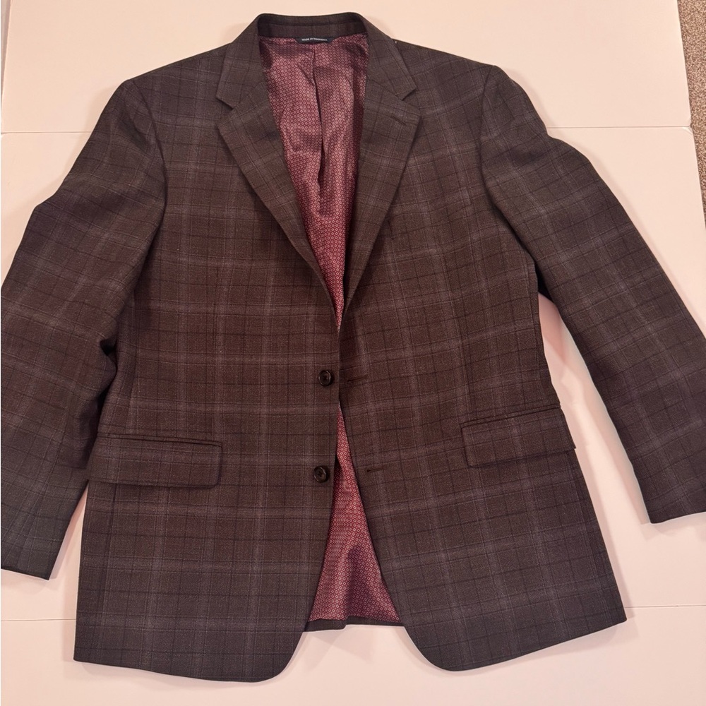 Ralph Lauren Wool Two-Button Plaid Sport Coat in Checkered Dark Gray